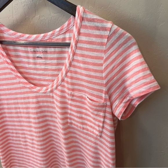 Caslon Modal/Cotton blend striped Tshirt, long fit, short sleeve, pink &white - Picture 3 of 8
